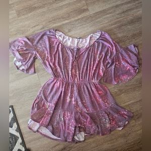 Sz XL (14/16) White Birch  NWOT paint splatter short sleeve romper